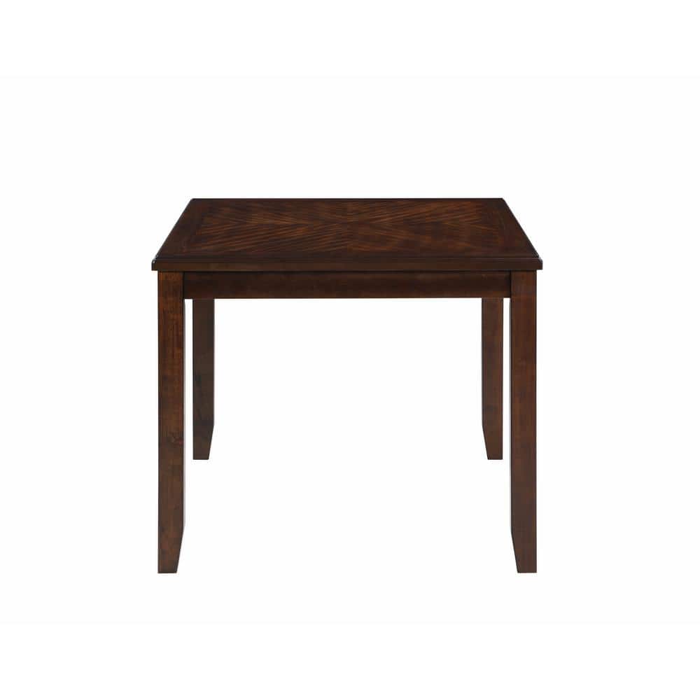 Gia 48" Cherry Brown 5-Piece Rectangular Wood Dining Set with Beige Cushions