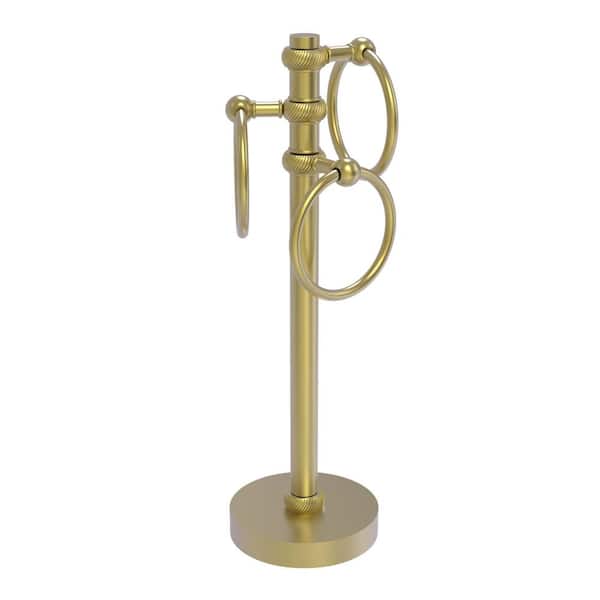 Freestanding Guest Towel Holder in Satin Brass with Twisted Accents