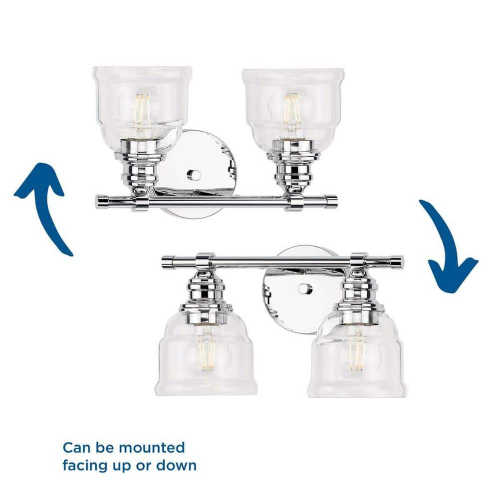 Ambrose 2-Light Polished Chrome Wall Sconce with Clear Glass Shades