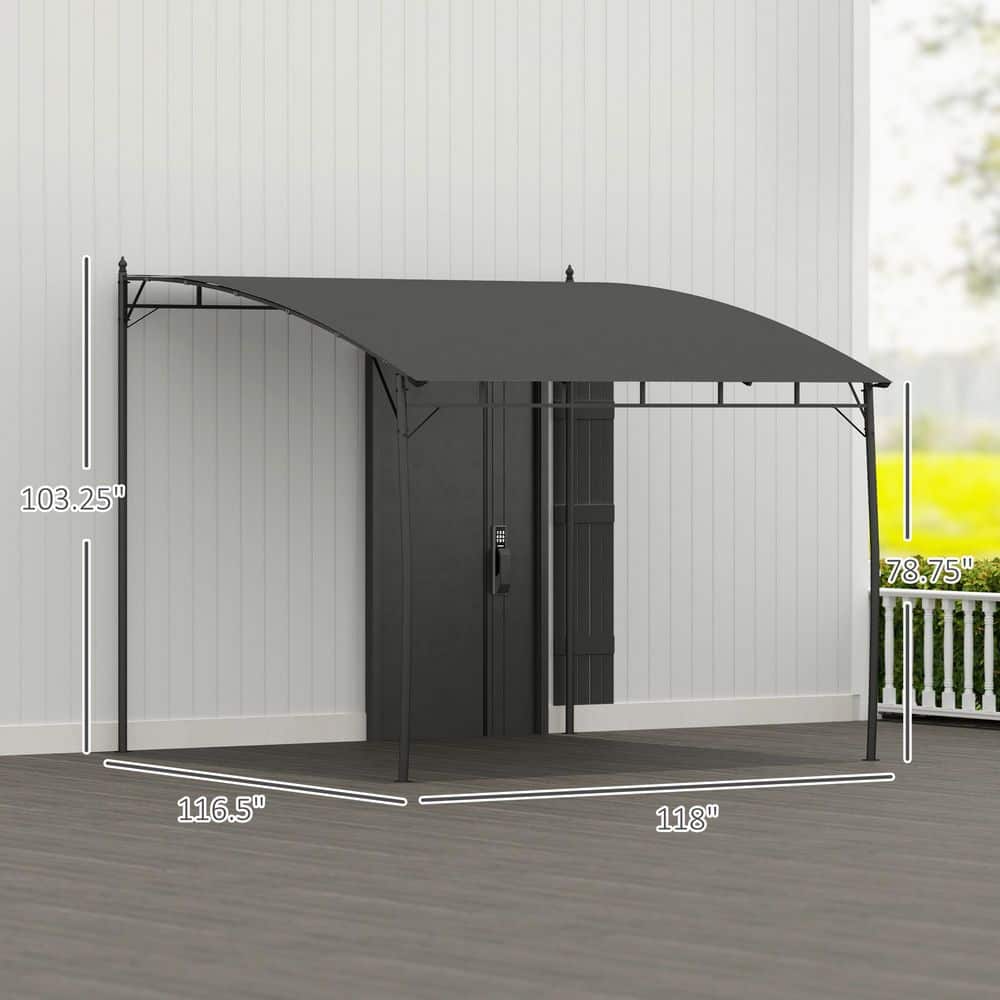 Charcoal Gray Metal Frame Pergola with UV-Resistant Canopy