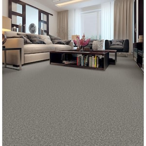Enchanted - Color London Fog 61 oz. Polyester Texture Gray Installed Carpet