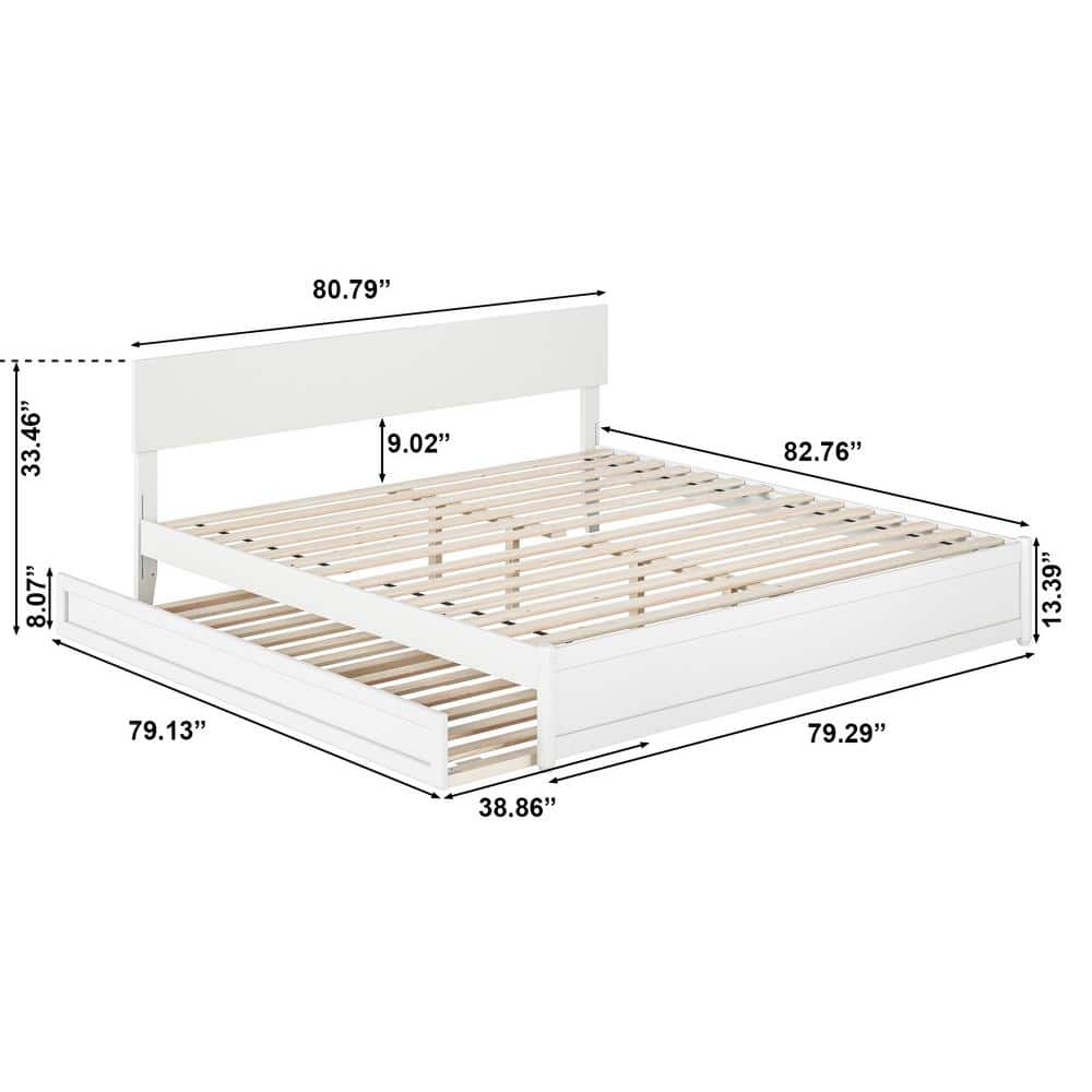Wesley White King Wood Platform Bed with Twin XL Trundle