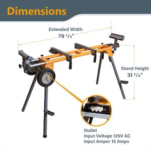 Deluxe Miter Saw Stand with Wheels and 110-Volt Power Outlet