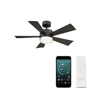 Wynd 42 in. Smart Indoor/Outdoor 5-Blade Ceiling Fan Bronze with 3000K LED and Remote Control