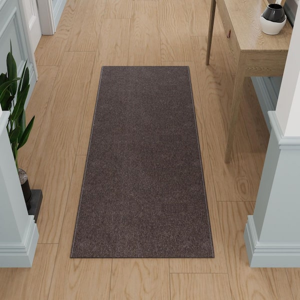 Emmy Non-Slip Rubberback Indoor Custom Cut Runner Rug 2 ft. x 10 ft., Brown