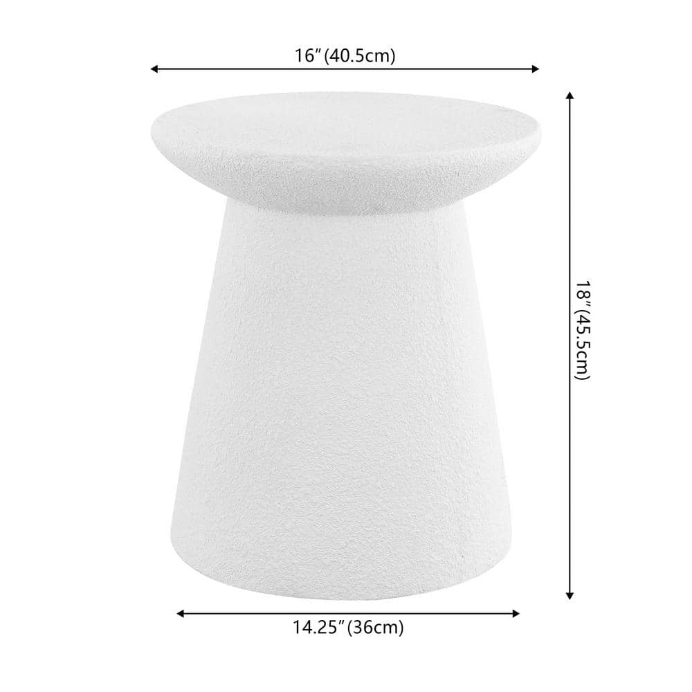 Hollie 18" White Frosted Minimalist Drum Accent Table