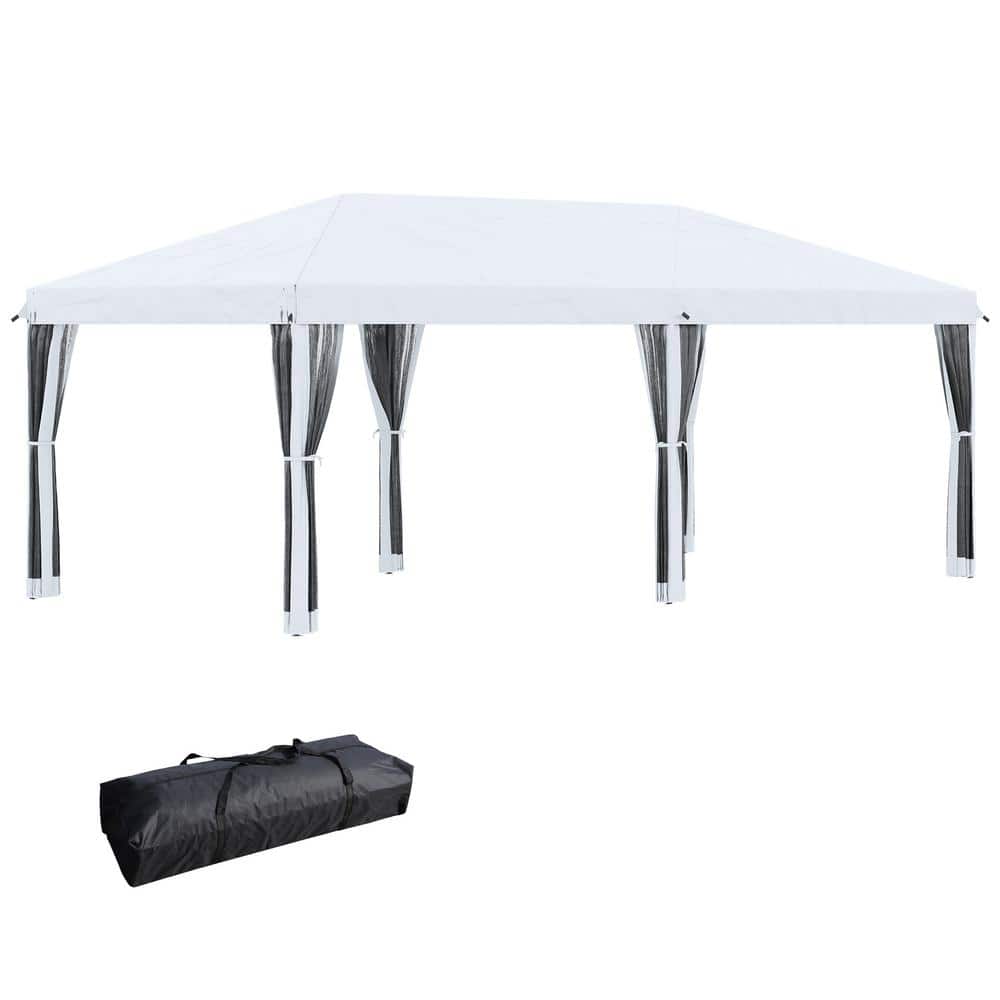 10 ft. x 20 ft. Pop-Up Canopy Tent with Netting, Heavy Duty Tents for Parties with Carry Bag for Outdoor-Cream White price history on PriceWatchPro