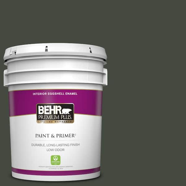 BEHR PREMIUM PLUS 5 gal. #BXC-12 Deep Forest Eggshell Enamel Low Odor Interior Paint & Primer