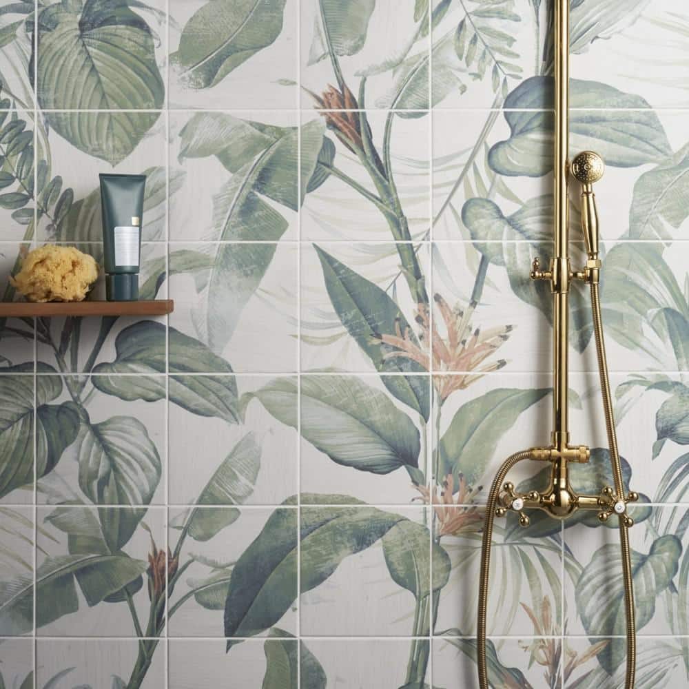 Spring Botanical Matte Porcelain 8" x 8" Tile Mural