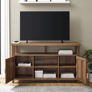 58 in. Reclaimed Barnwood Transitional Farmhouse Grooved-Door TV Stand Fits TVs up to 65 in.
