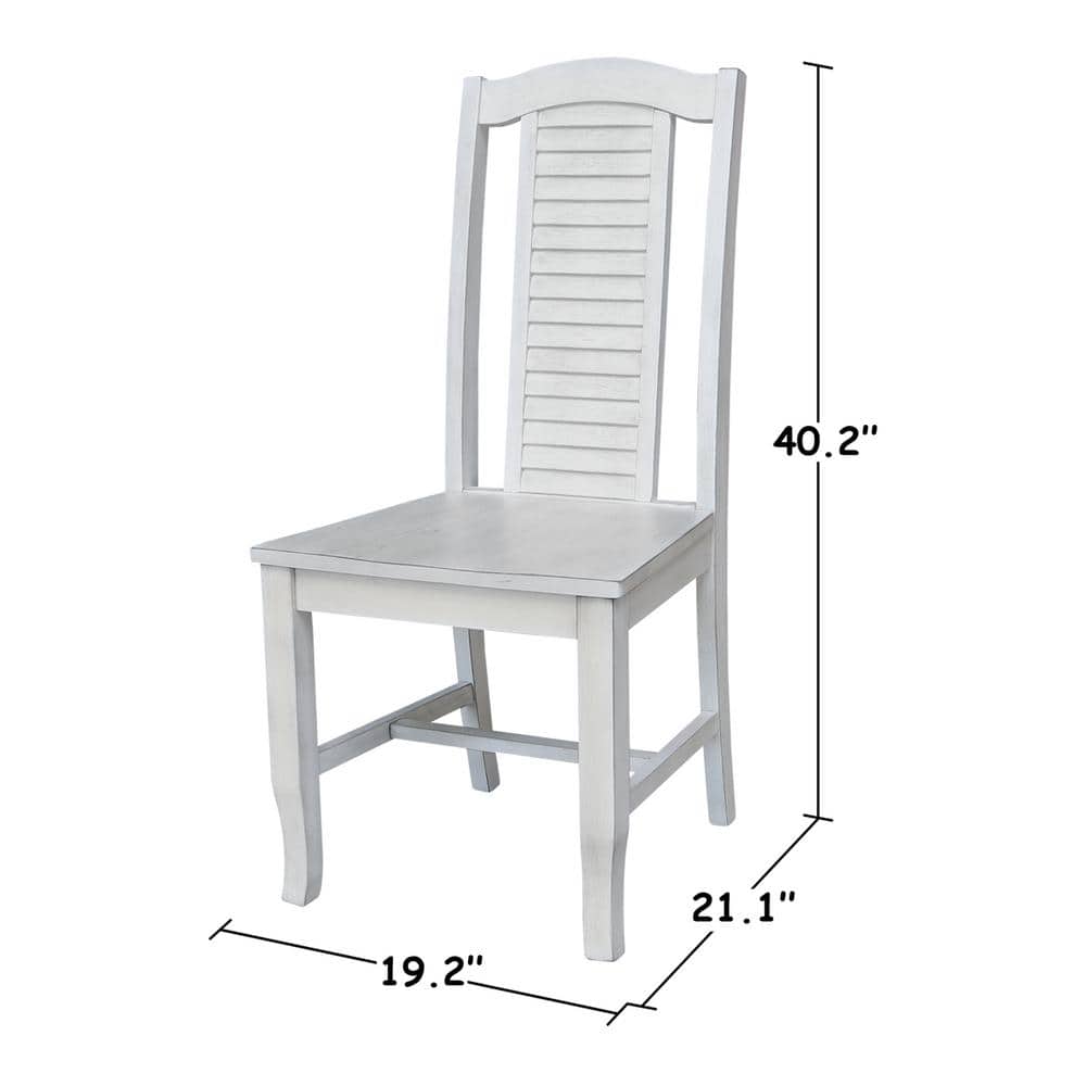 Elegant Antique Chalk Rubberwood Side Chair, 40" High