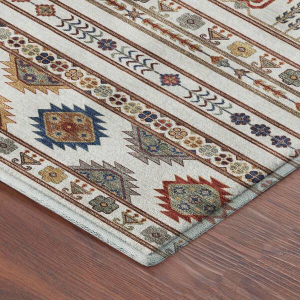 Mayfield Premium Machine Washable Abstract AMF2244 Ivory 5 ft. x 7 ft. 6 in. Area Rug