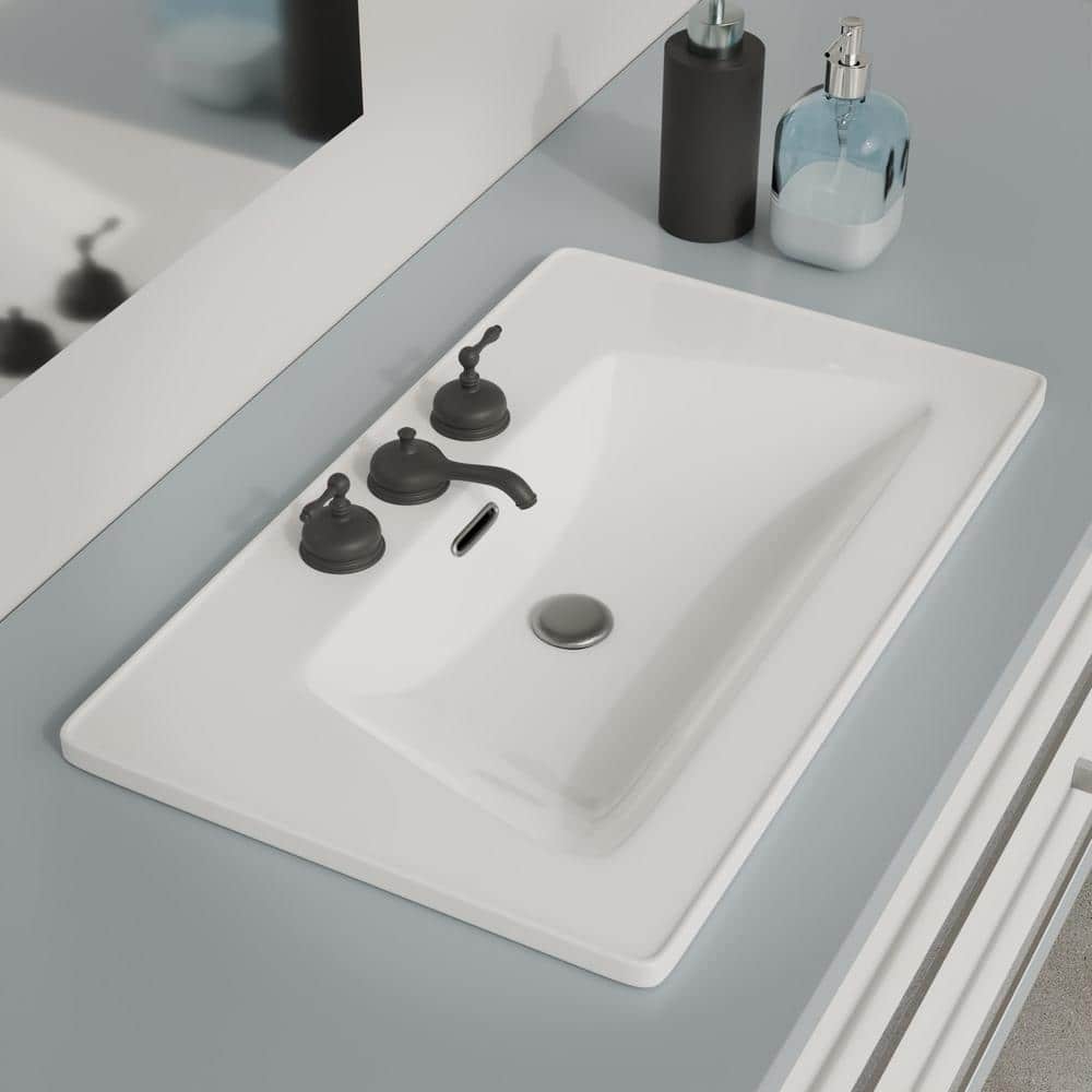 Lydia 31.5'' White Porcelain Rectangular Drop-In Bathroom Sink