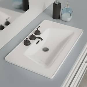 Lydia 31-1/2 in. Square Drop-In Bathroom Sink in White with Overflow