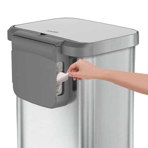 13 Gal. ALL Stainless Steel Step-On Large Metal Kitchen Trash Can w/Clorox  Odor Protection and Soft-Closing Lid