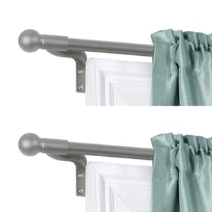 Smart Rods No Measuring Easy Install 18 - 48 in. Adjustable Cafe Window Rod with Ball Finials in Brushed Nickel, 2 Rods