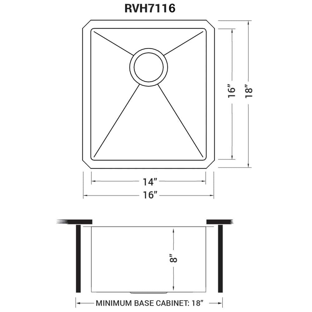 Ruvati 16 x 18 Inch Stainless Steel Undermount Bar Sink