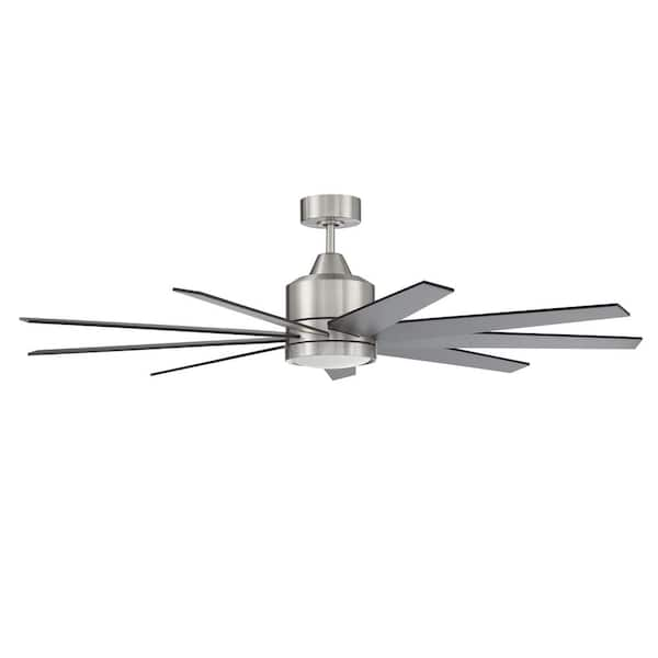 Champion 60 in. Indoor Brushed Polished Nickel Ceiling Fan with Integrated LED Light and Remote/Wall Control Included