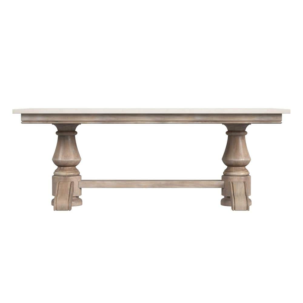 Danielle Beige Marble and Wood Rectangular Coffee Table