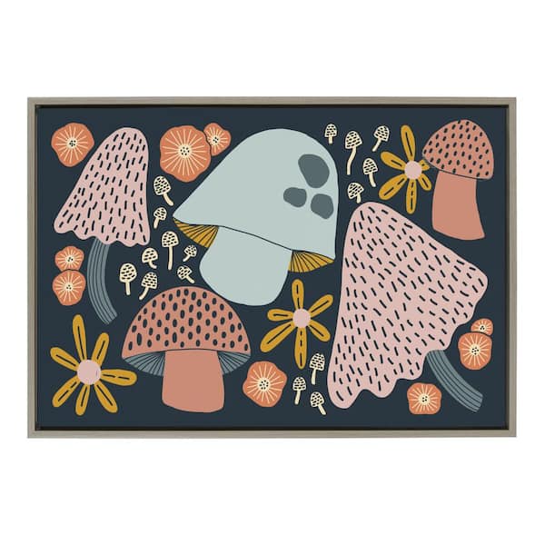 Kate and Laurel Sylvie Mushroom Medley by Keely Reyes Framed Canvas Plant Art Print 23 in. x 33 in.