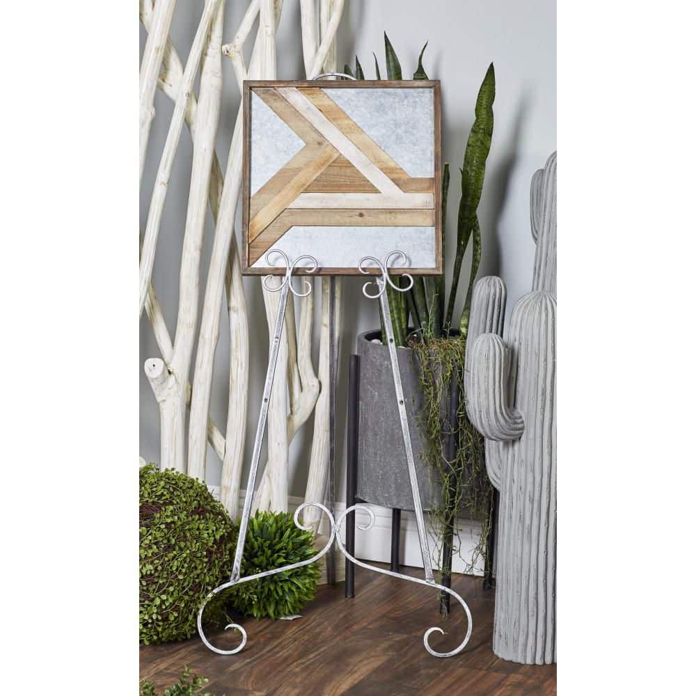 Gray Metal Adjustable Scroll Easel with Chain Support