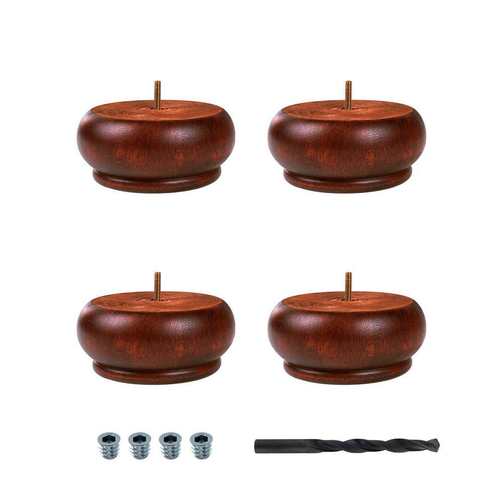 3 in. x 6-3/4 in Stained Cherry Solid Hardwood Round Bun Foot (4-Pack) price history on PriceWatchPro