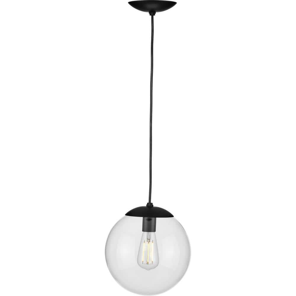 Atwell Matte Black Glass Globe Pendant Light