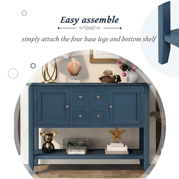 Merra 46 in. Blue Rectangle MDF Wood Sideboard 2 Drawer Buffet Modern  Console Table Credenza CCD-Y002-BL-BNHD-1 - The Home Depot