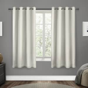 Sateen Vanilla Solid Woven Room Darkening Grommet Top Curtain, 52 in. W x 63 in. L (Set of 2)