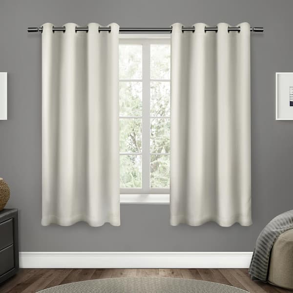 EXCLUSIVE HOME Vanilla Sateen Solid 52 in. W x 63 in. L Noise Cancelling Thermal Grommet Blackout Curtain (Set of 2)