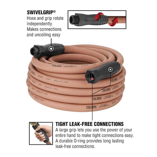 Flexzilla 5/8 in. x 50 ft. 3/4-11.5 GHT Fittings Colors Garden Hose with  SwivelGrip Connections in Red Clay HFZC550TCS - The Home Depot