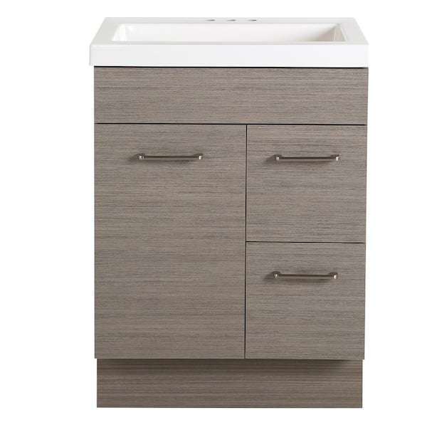 Glacier Bay Jayli 24 in. W x 17 in. D x 34 in. H Bath Vanity in Haze with Cultured Marble Vanity Top in White with White Sink