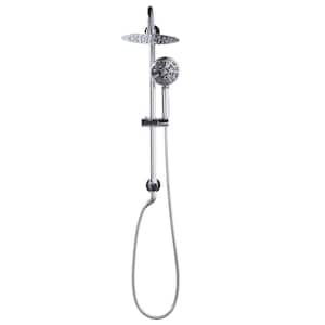 7-Spray Multi-function 1.8 GPM Round Wall Bar Shower Kit with Hand Shower in Polished Chrome