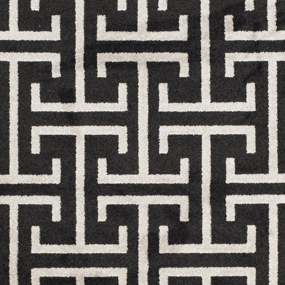 Anthracite and Light Grey Geometric 4' x 6' Area Rug
