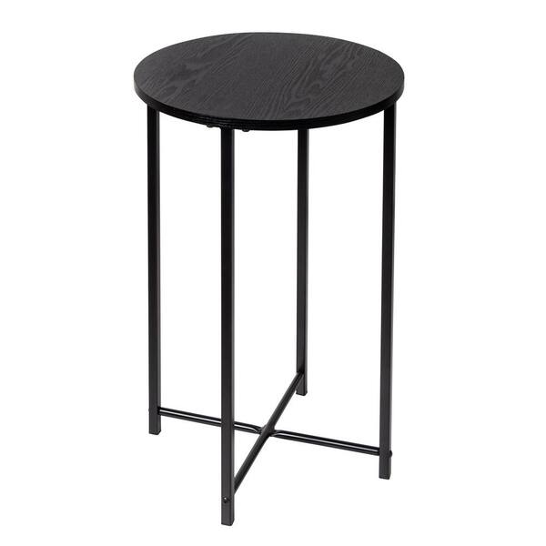 HoneyCanDo 15.74 in. W x 24 in. H Black Round MDF Top Side Table TBL