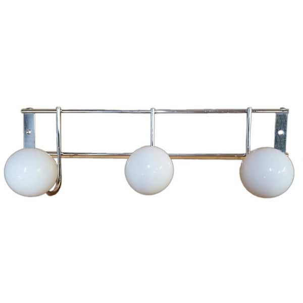 Evideco 3-Hooks White Wall Mounted Big Balls Coat and Hat Rail/Rack 9002100  - The Home Depot