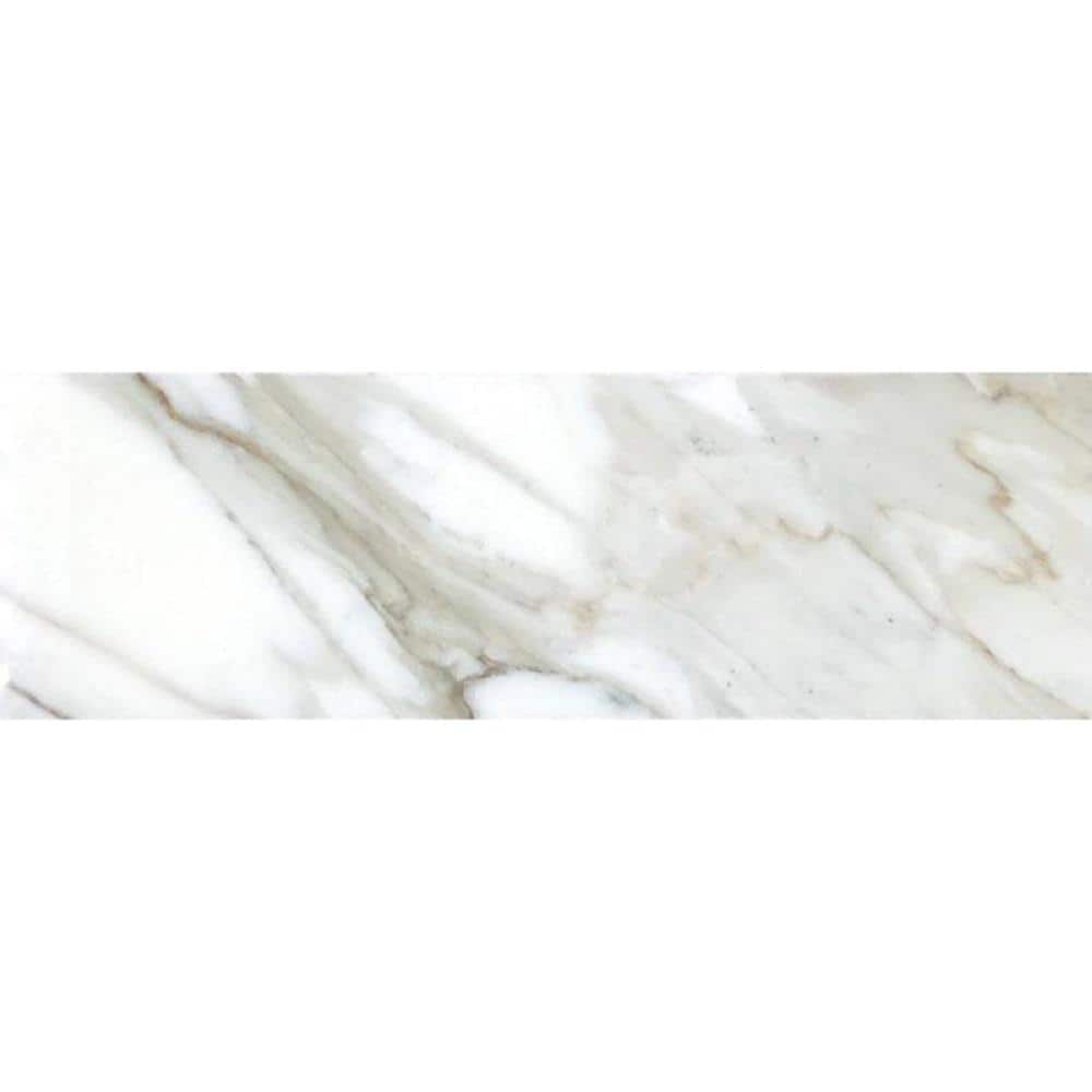 4" x 12" Polished White Marble Subway Tile