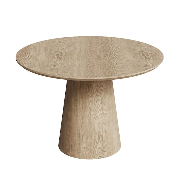 43 in. Wooden Circular Dining Table, Modern Minimalist Round Table, Natural Wood Colored Table