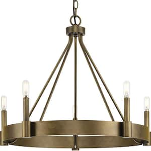 Breckenridge Collection 26 in. 5-Light Aged Bronze Rustic Farmhouse Chandelier