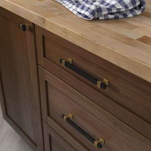 Liberty Wrapped Square Dual Finish  6-5/16 in. (160 mm) Matte Black and Modern Gold Cabinet Drawer Bar Pull