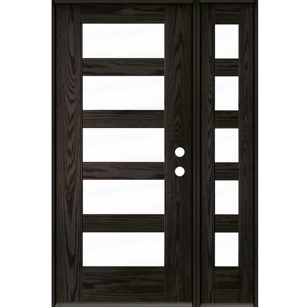 ASCEND Modern 50 in. x 80 in. 5-Lite Left-Hand/Inswing Clear Glass Baby Grand Stain Fiberglass Prehung Front Door RSL