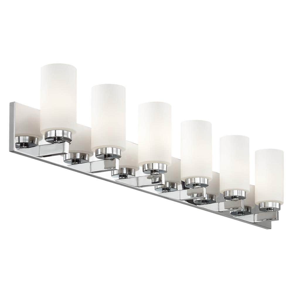Polished Chrome 6-Light Vanity with Satin Opal Glass