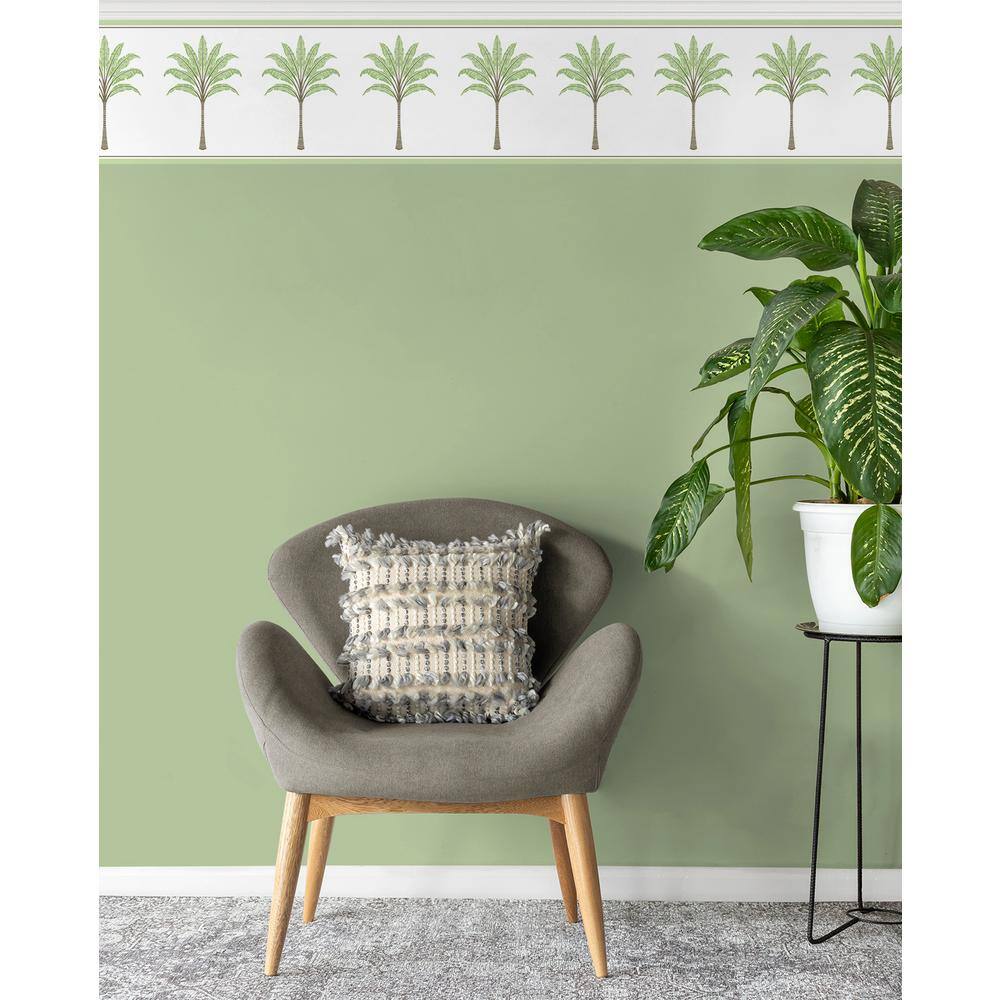 Green Tea Palm Tree Peel and Stick Wallpaper Border