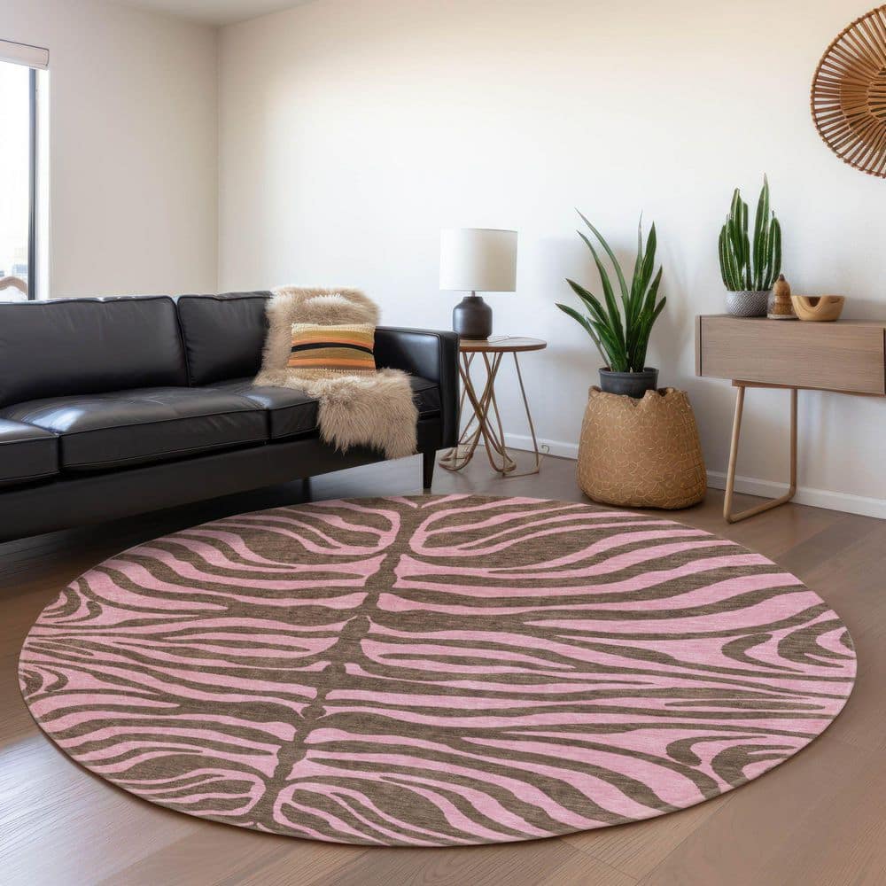 Mayfield Premium Machine Washable Abstract AMF1043 Brown 8 ft. x 8 ft. Round Rug price history on PriceWatchPro