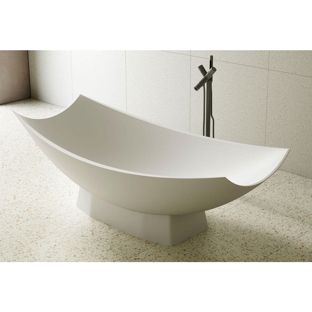 71" White Matte Solid Surface Freestanding Hammock Bathtub