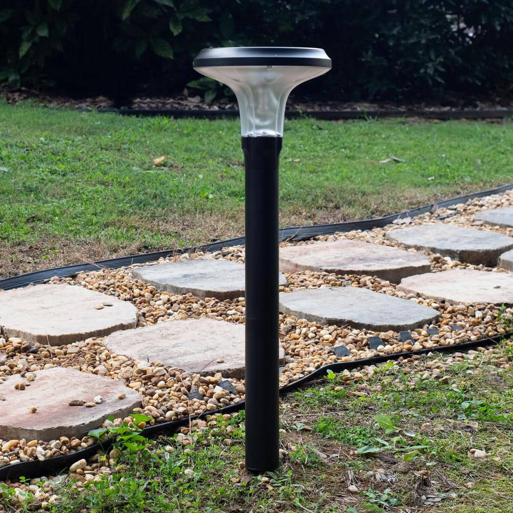 Black Cast Aluminum LED Solar Pathway Light with Dusk to Dawn