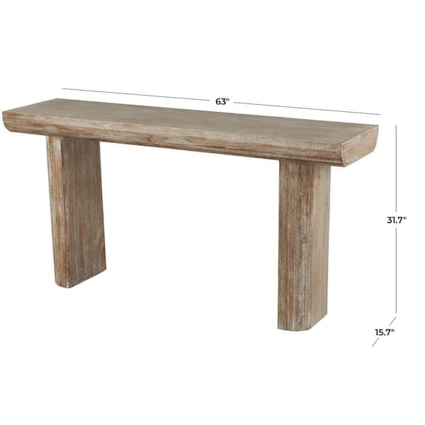 63 in. Beige Extra Large Rectangle Wood Console Table