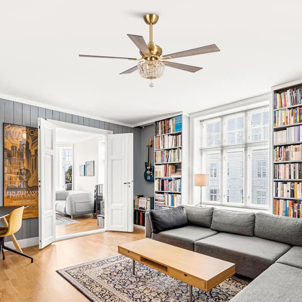 60 じぇりーページ Parrot Uncle Shena 52 in. Indoor Downrod 5-Blade Gold Ceiling Fan