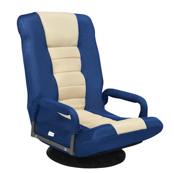 Costway 360° Blue Swivel Gaming Floor Chair with Foldable Adjustable Backrest