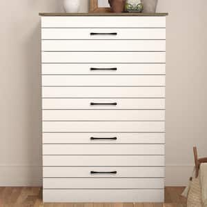 Galano Elis Ivory with Knotty Oak 5 Drawer Chest (31.5 in. W x 15.7 in. D x 47.2 in. H)